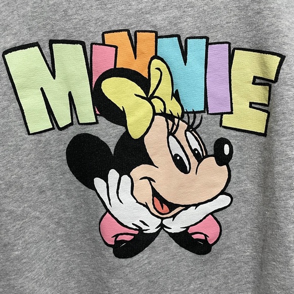 2 for $20 Disney Minnie Mouse Gray Crewneck Sweatshirt Bold Letters - Picture 2 of 4